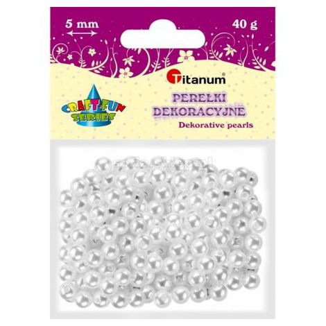 Perełki dekoracyjne Titanum Białe, 5mm, 40g